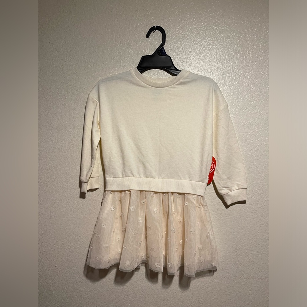 wonder nation Cream and Ivory Tulle Sweater Dress